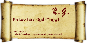 Matovics Gyöngyi névjegykártya